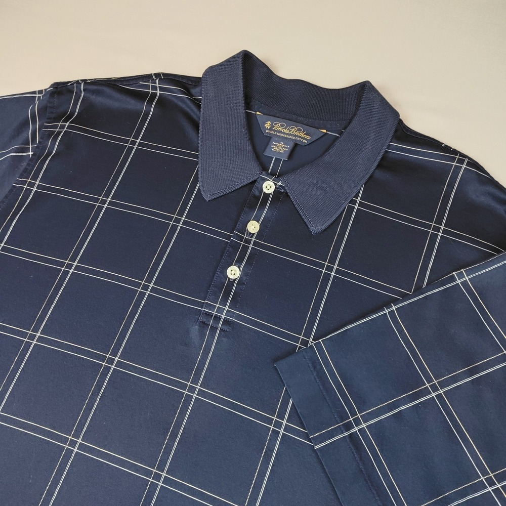 Brooks Brothers Polo Shirt Mens XL Navy Double Mercerized Cotton Performance